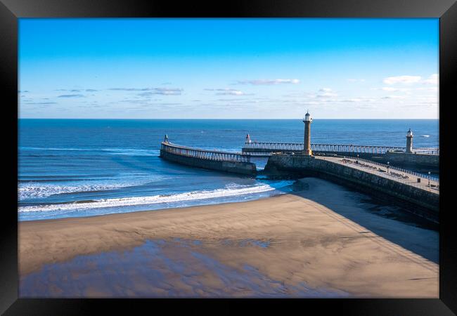 Whitby Piers Framed Print by Steve Smith