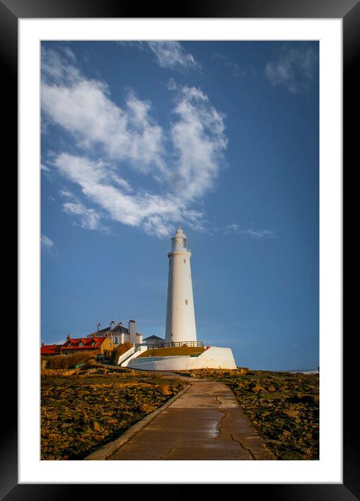 St Marys Lighthouse Framed Mounted Print by Steve Smith
