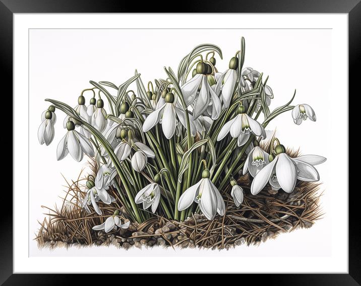 Snowdrops Framed Mounted Print by Steve Smith