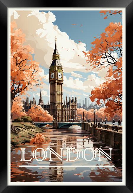 London Travel Poster Framed Print by Steve Smith