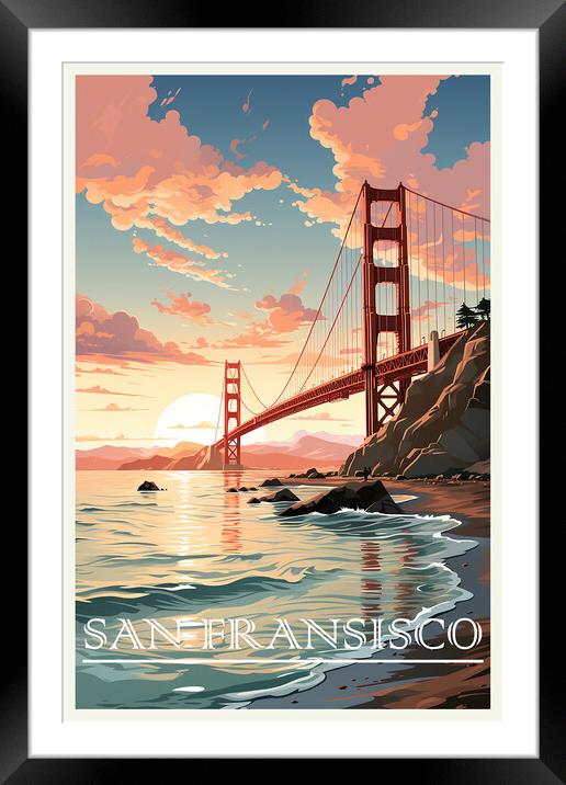San Fransisco Travel Poster Framed Mounted Print by Steve Smith