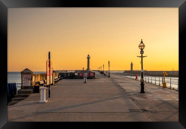 West Pier Whitby Sunrise Framed Print by Steve Smith