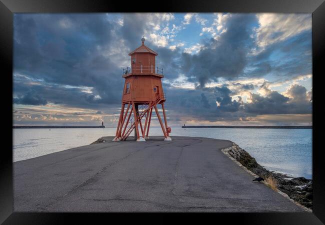 Herd Groyne Lighthouse Framed Print by Steve Smith