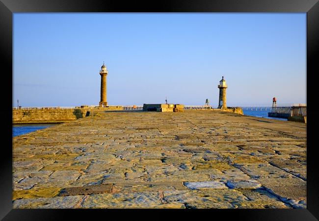 West and East Piers Whitby Framed Print by Steve Smith