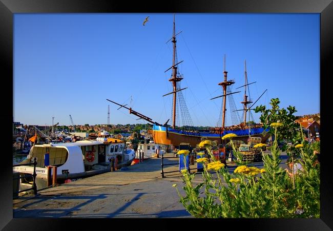 HMS Endeavour Whitby Framed Print by Steve Smith