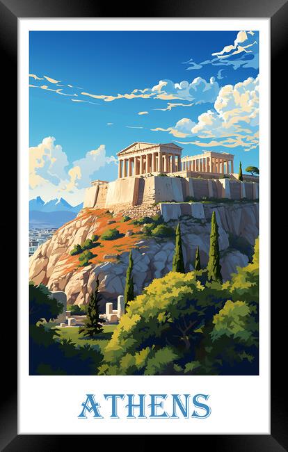 Athens Travel Poster Framed Print by Steve Smith