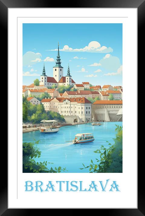 Bratislava Travel Poster Framed Mounted Print by Steve Smith