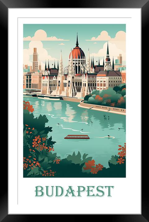 Budapest Travel Poster Framed Mounted Print by Steve Smith