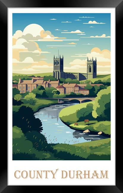 County Durham Travel Poster Framed Print by Steve Smith
