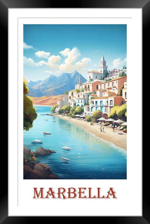Marbella Travel Poster Framed Mounted Print by Steve Smith
