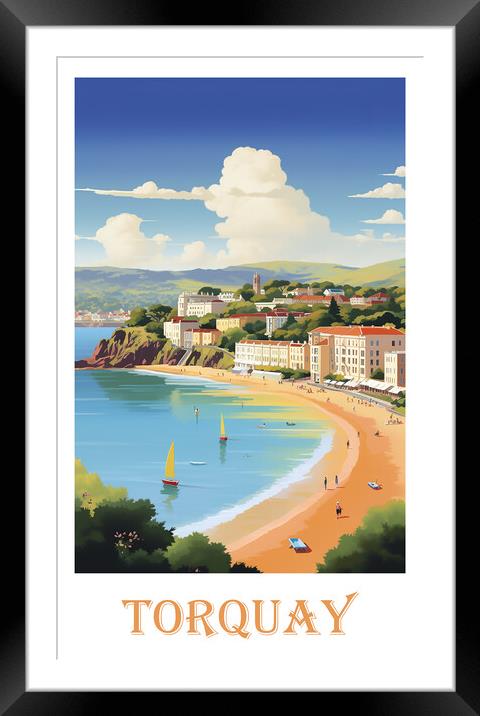 Torquay Travel Poster Framed Mounted Print by Steve Smith