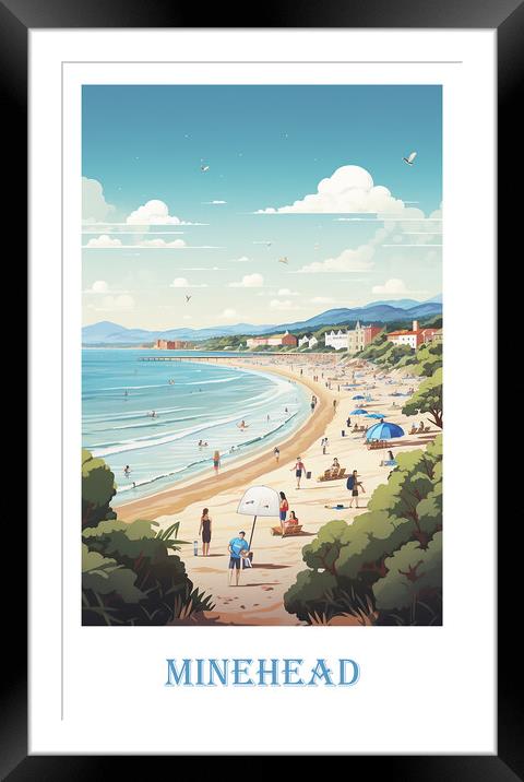 Minehead Travel Poster Framed Mounted Print by Steve Smith