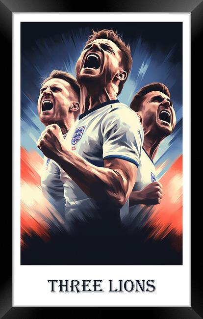 Three Lions Poster Framed Print by Steve Smith
