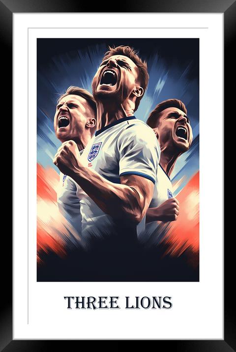 Three Lions Poster Framed Mounted Print by Steve Smith