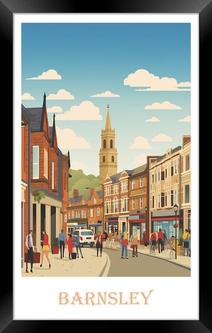 Barnsley Travel Poster Framed Print by Steve Smith