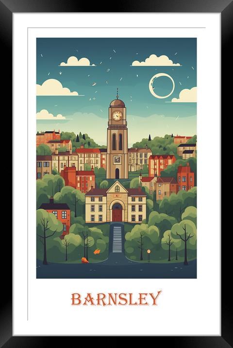 Barnsley Travel Poster Framed Mounted Print by Steve Smith