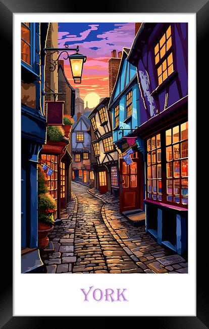 York Travel Poster Framed Print by Steve Smith