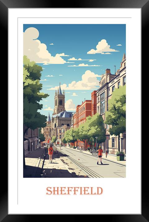 Sheffield Travel Poster Framed Mounted Print by Steve Smith