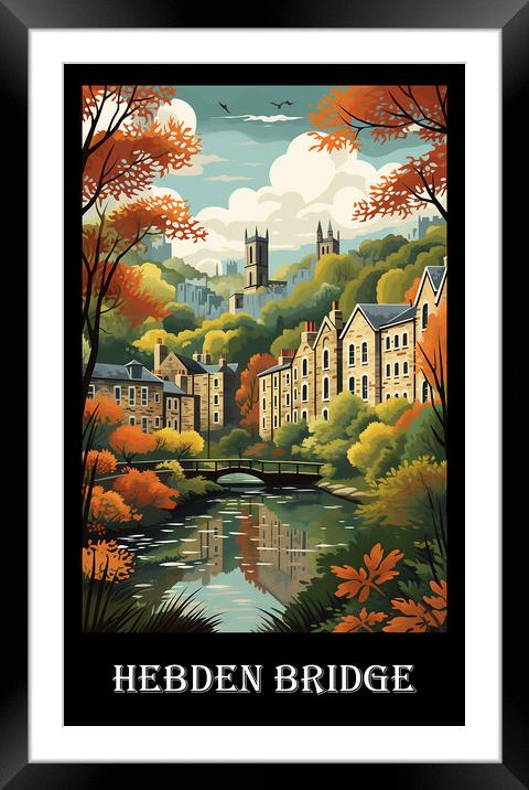 Hebden Bridge Travel Poster Framed Mounted Print by Steve Smith