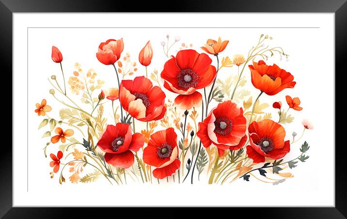 Watercolour Poppies Framed Mounted Print by Steve Smith
