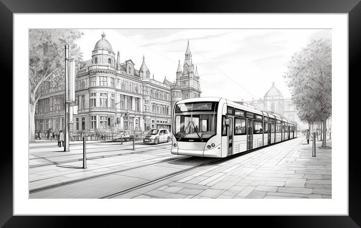 Sheffield City Centre Drawing Framed Mounted Print by Steve Smith