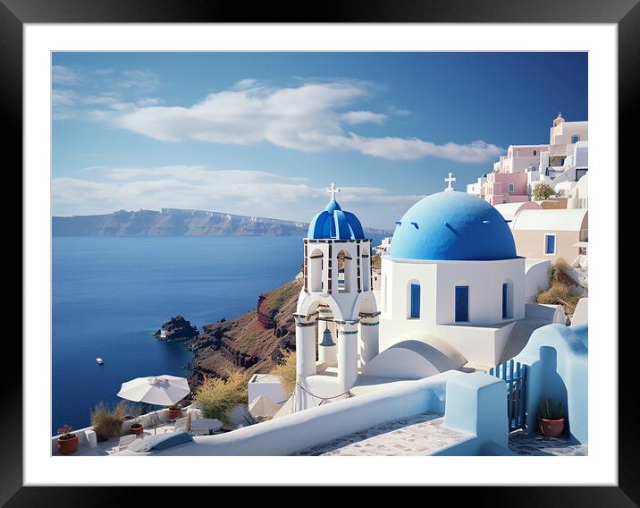 Santorini Greece Framed Mounted Print by Steve Smith