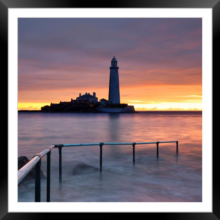 St Marys Lighthouse Sunrise Framed Mounted Print by Steve Smith