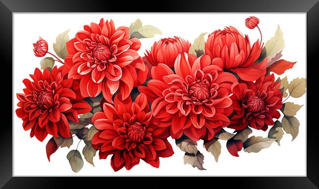 Watercolour Red Dahlias Framed Print by Steve Smith