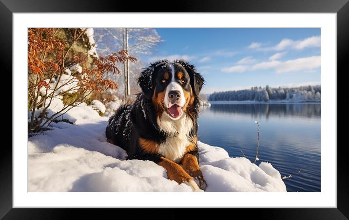 Bernese Mountain Dog Framed Mounted Print by Steve Smith