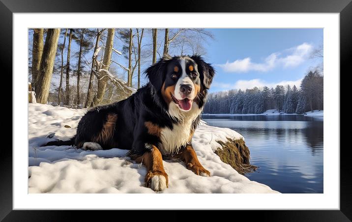 Bernese Mountain Dog Framed Mounted Print by Steve Smith