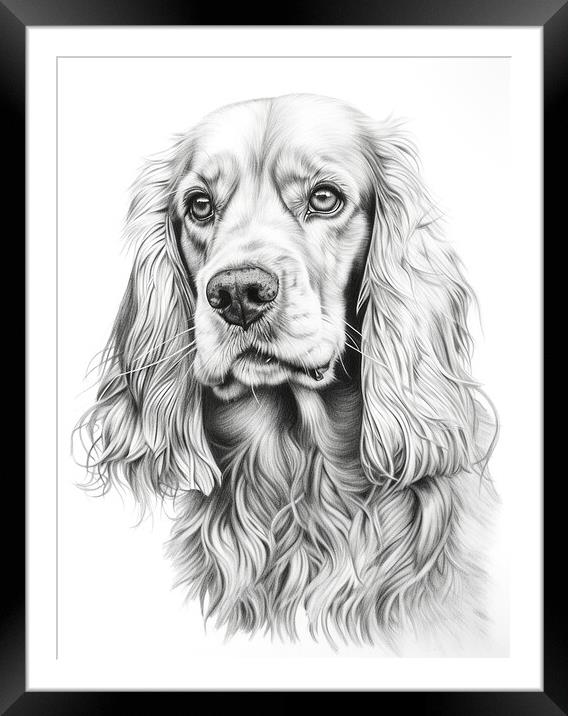 Pencil Drawing Cocker Spaniel Framed Mounted Print by Steve Smith