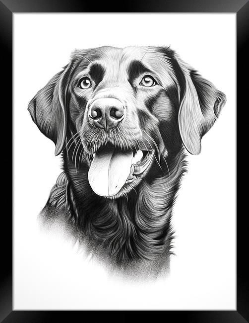 Pencil Drawing Black Labrador Framed Print by Steve Smith