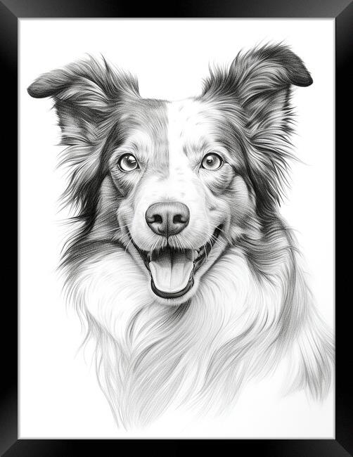 Pencil Drawing Border Collie Framed Print by Steve Smith