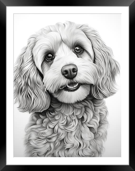 Pencil Drawing Cavapoo Framed Mounted Print by Steve Smith