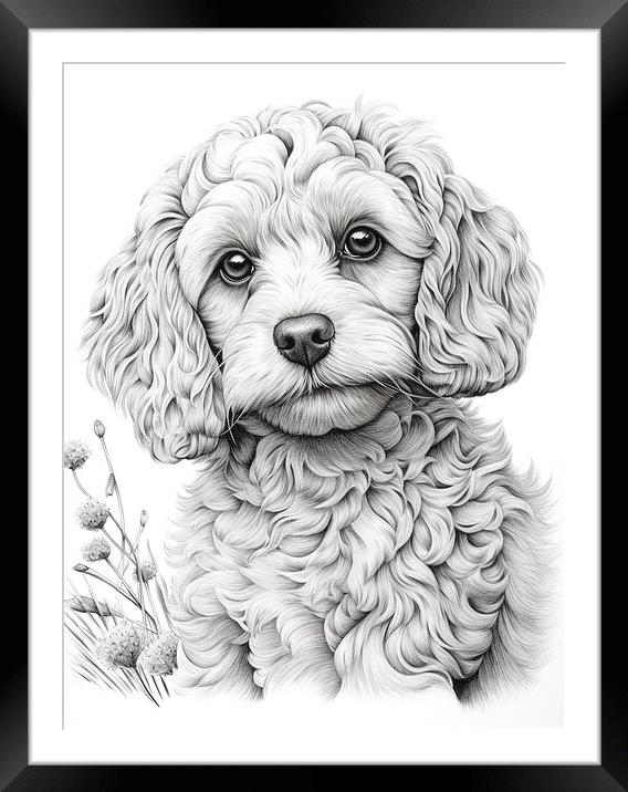 Pencil Drawing Cavapoo Framed Mounted Print by Steve Smith