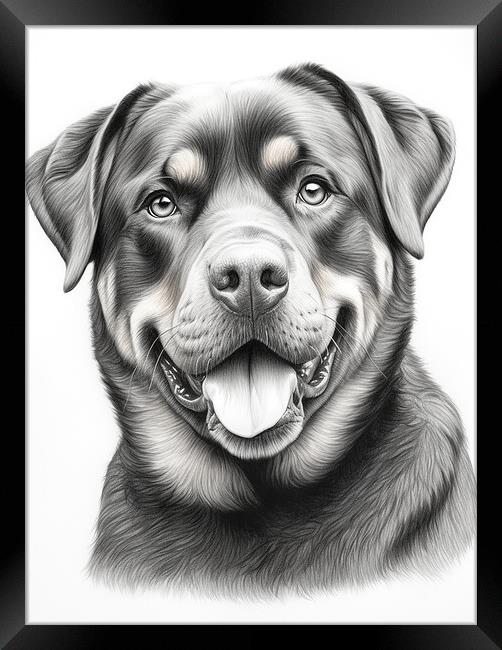 Pencil Drawing Rottweiler Framed Print by Steve Smith