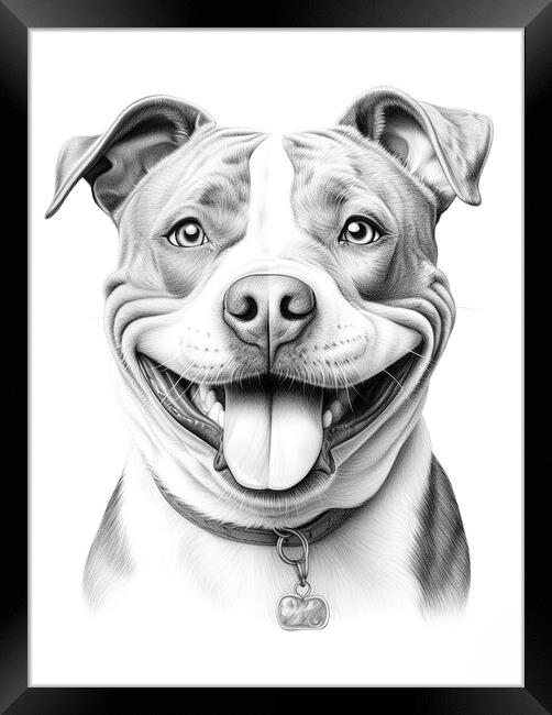 Pencil Drawing Staffordshire Bull Terrier Framed Print by Steve Smith