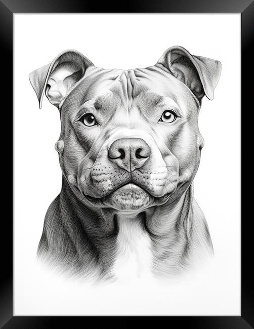 Pencil Drawing Staffordshire Bull Terrier Framed Print by Steve Smith