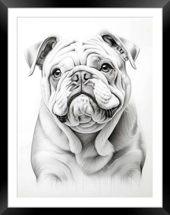 Pencil Drawing British Bulldog Framed Mounted Print by Steve Smith
