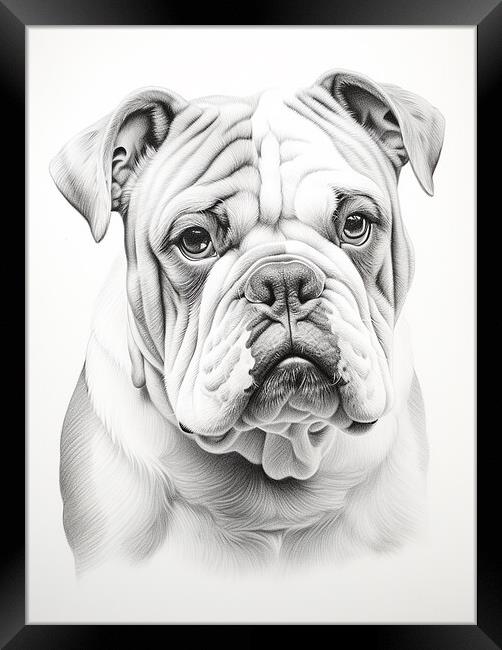 Pencil Drawing British Bulldog Framed Print by Steve Smith