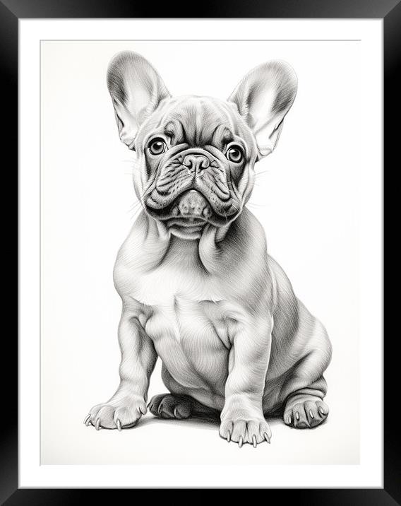 Pencil Drawing French Bulldog Framed Mounted Print by Steve Smith