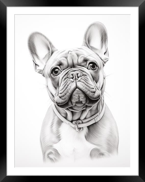 Pencil Drawing French Bulldog Framed Mounted Print by Steve Smith