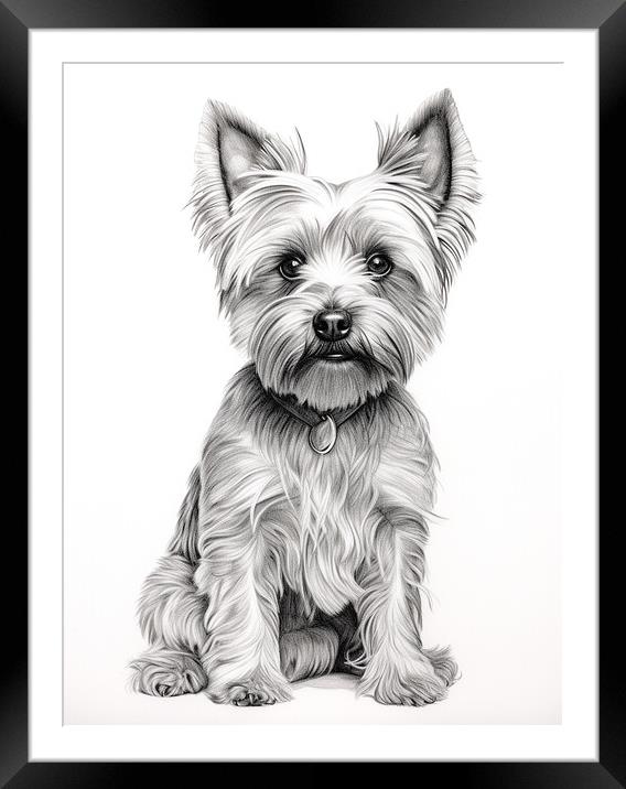 Pencil Drawing Yorkshire Terrier Framed Mounted Print by Steve Smith