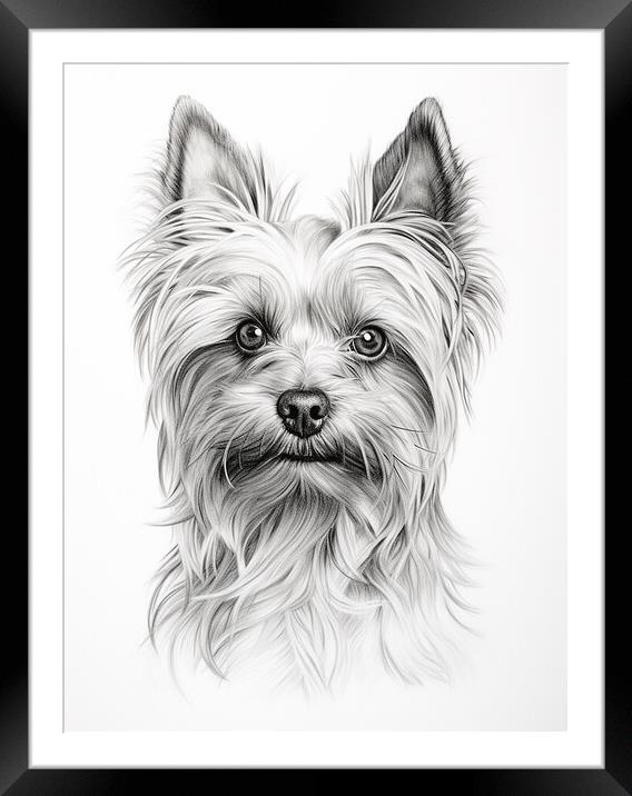 Pencil Drawing Yorkshire Terrier Framed Mounted Print by Steve Smith
