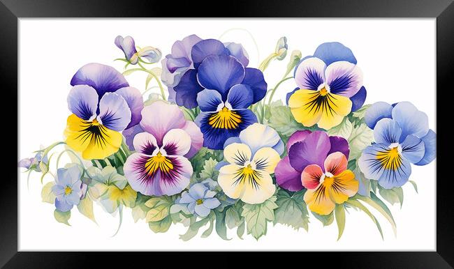 Watercolour Pansies Framed Print by Steve Smith