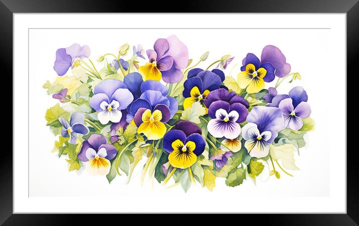 Watercolour Violas Framed Mounted Print by Steve Smith