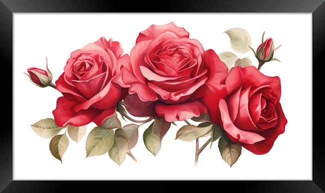 Watercolour Red Roses Framed Print by Steve Smith