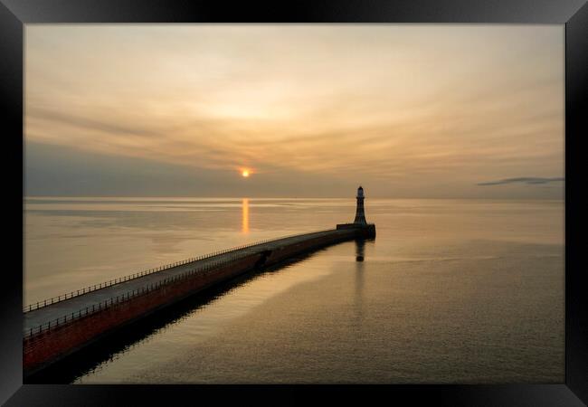 Roker Pier At Sunrise Framed Print by Steve Smith