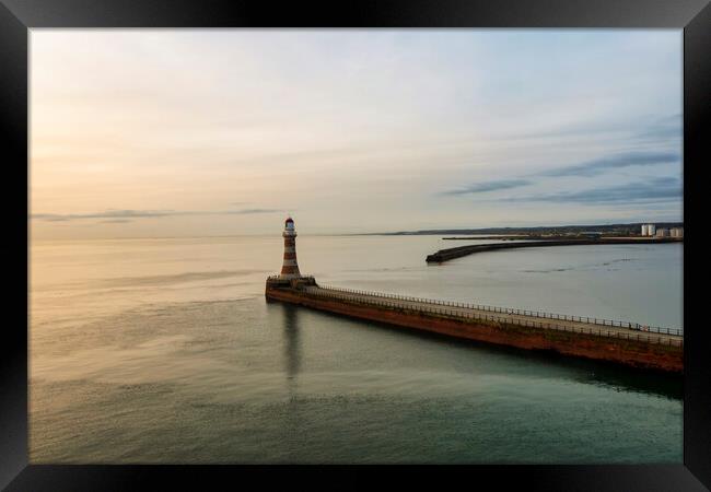 Roker Pier At Sunrise Framed Print by Steve Smith