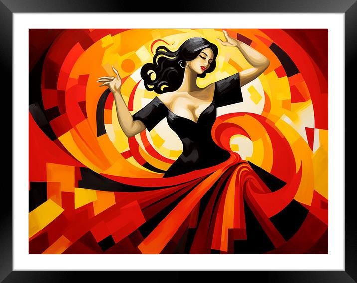 Spanish Flamenco Dancer Cubism Framed Mounted Print by Steve Smith